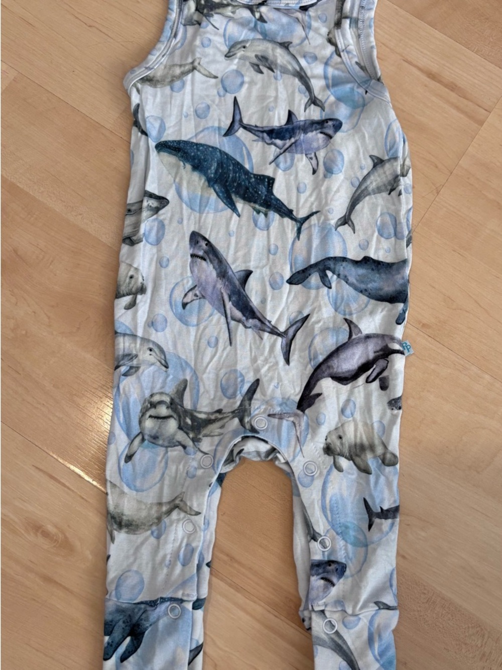 Posh Peanut Shark & bubbles romper onesie